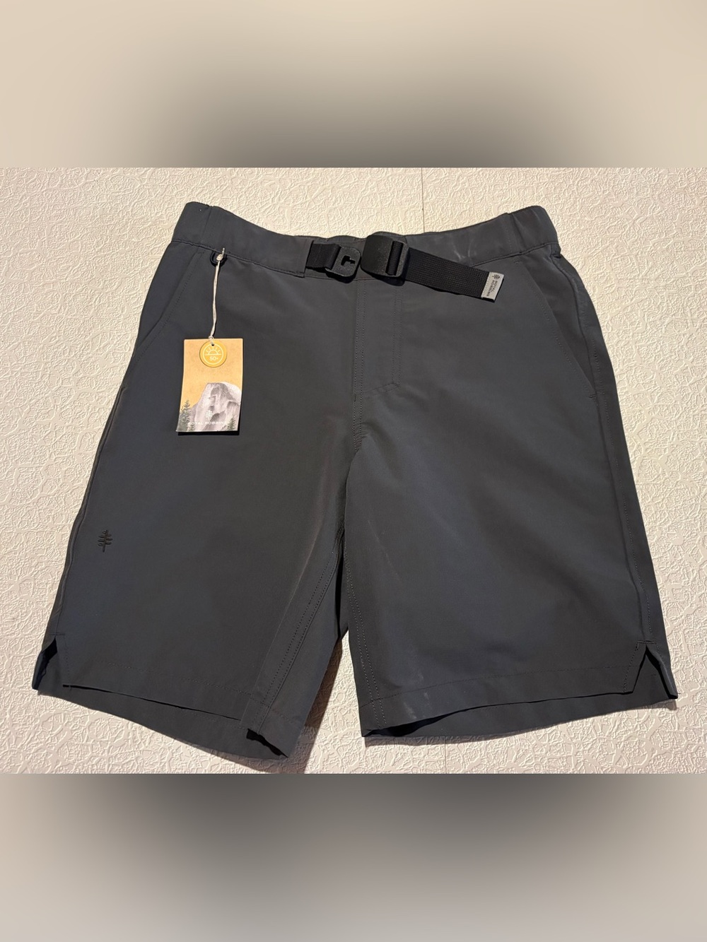 Royal Robbins Men’s Charcoal Performance Shorts with Built-In Belt